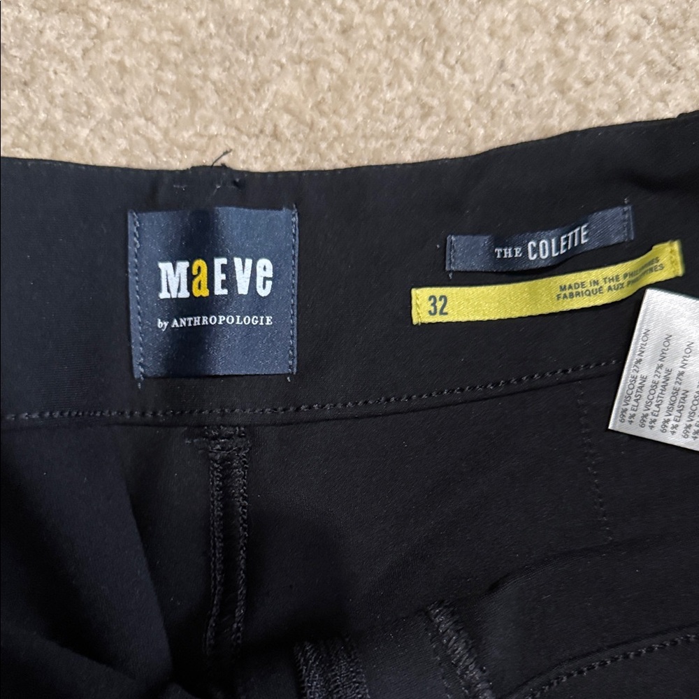 Anthropologie Maeve Black Ponte Colette Cropped Pants - Picture 3 of 3